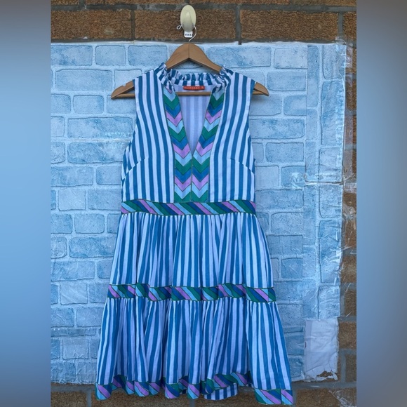 Oliphant playa blue yoke dress from Tuckerbuck size small - Picture 2 of 13